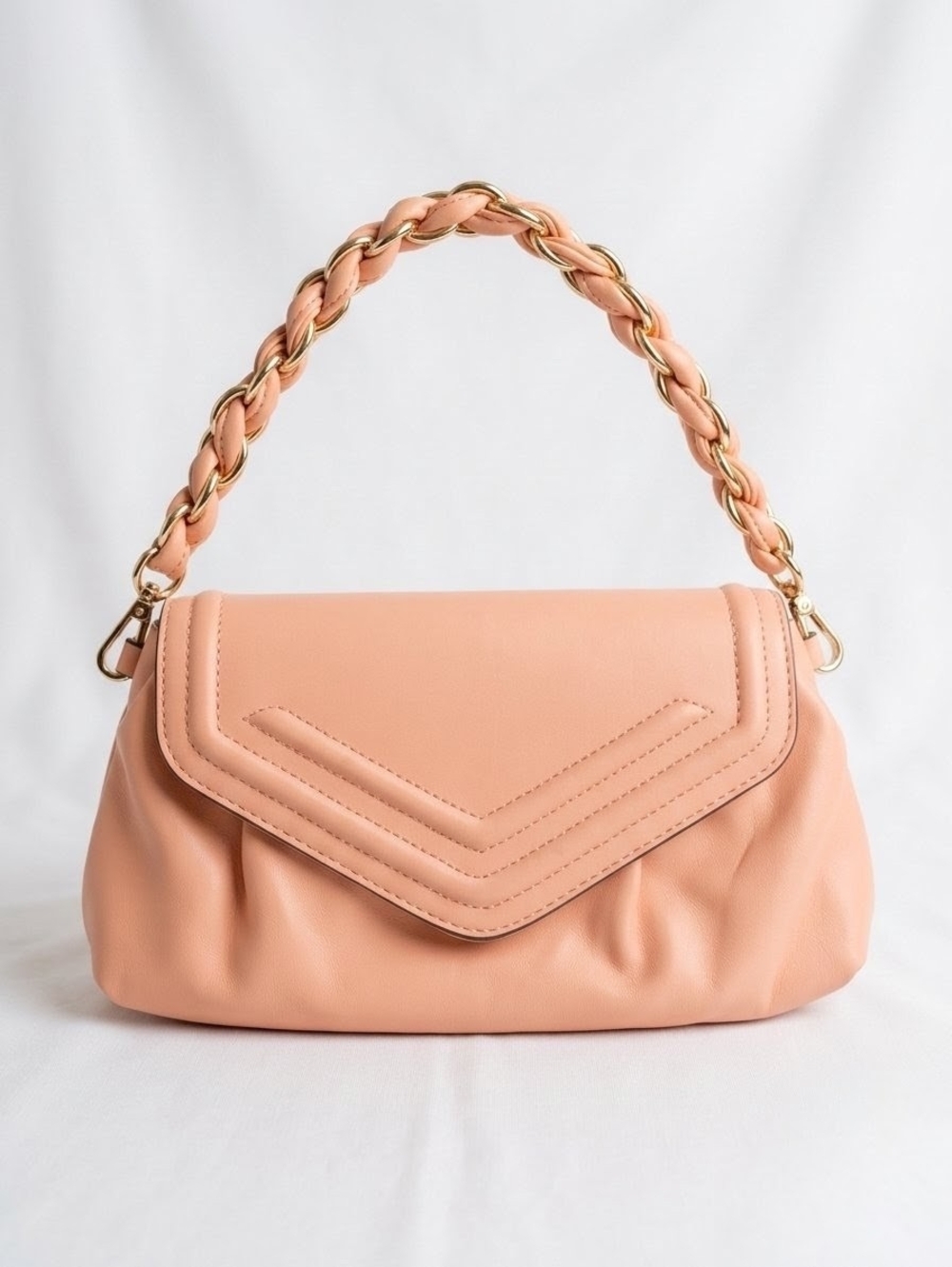 Aldo Peachy Pink Quilted Flap Shoulder Bag with Braided Chain Handle - Picture 4 of 12